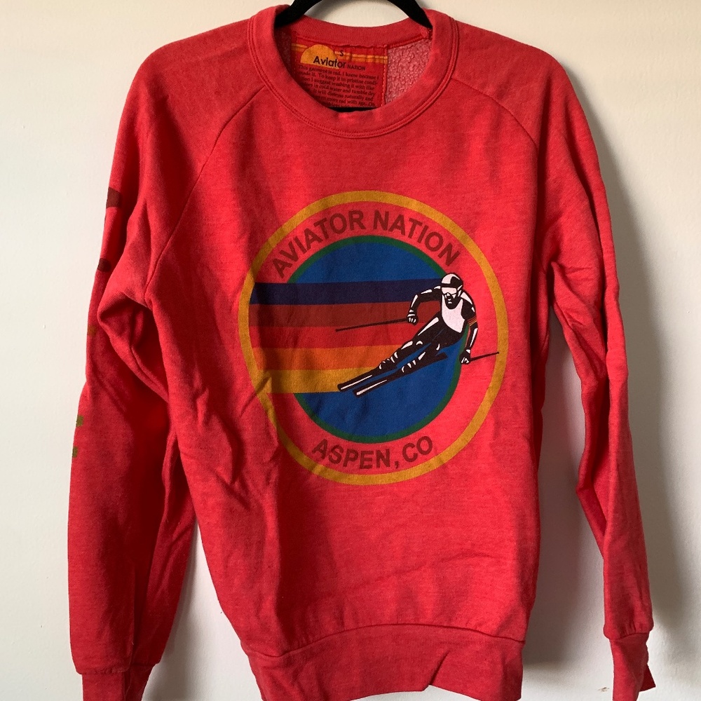Aviator Nation Red Graphic Crewneck Sweatshirt - size S (men)
